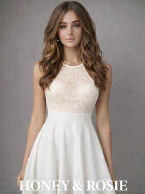Honey & Rosie Tiered Fit & Flare Halter Mini Dress